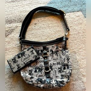 Coach Chelsea Black and Gray Shoulder Bag Collection with wallet